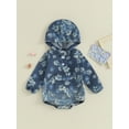 thumbnail image 2 of Liacowi Baby Girls Hooded Romper Infant Girls Long Sleeve Solid Color/Floral Print Onesie Bodysuits with One Pocket 3 6 9 12 18 Months Newborn Girl Fall Clothes, 2 of 8