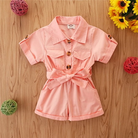 

Jumpsuit Toddler Girls Outfits Short Sleeve Stylish Cargo Solid Color Spring Summer Cute Casual Cartoon Fashion Outwear Streetwear Vocation Sets