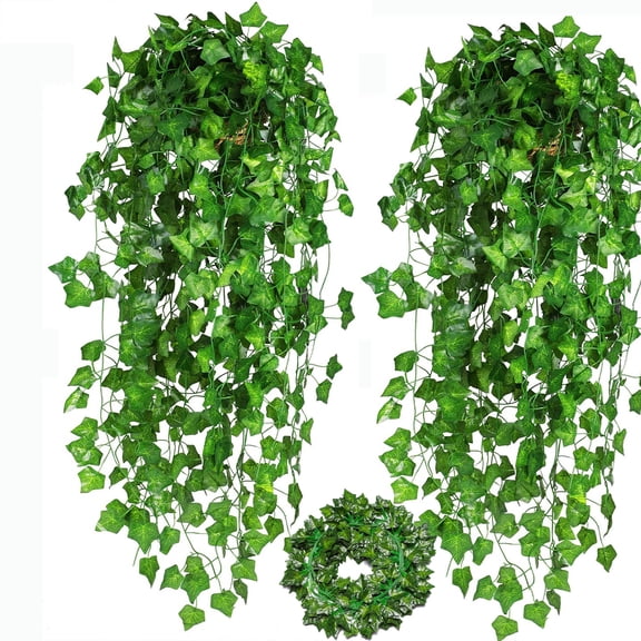 Fake Ivy Vines Artificial Ivy Leaves Fake Ivy Garland Greenery Hanging Vines for Wedding Bedroom Wall Indoor Outdoor Home Decoration