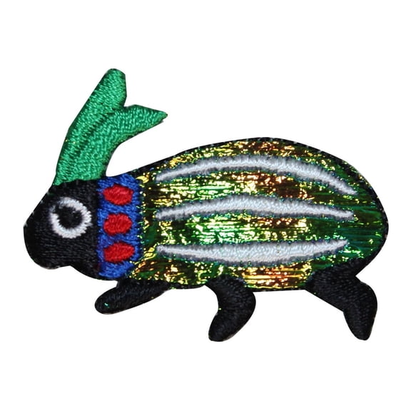 ID 0426B Shiny Beatle Patch Garden Insect Bug Embroidered Iron On Applique