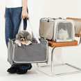 thumbnail image 2 of Breathable Cat Carrier with Roll-up Shades ,Pet Carrier with Convertible Handheld & Shoulder Strap, Cat Travel Bag with Removable Pad & Storage Pocket for Cats, Small Dogs, Beige，17.7"x 11.4"x 11.4", 2 of 9