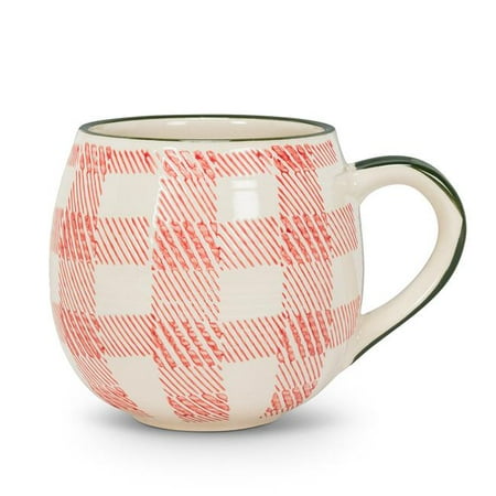 

Abbott Collection AB-27-BALLON-02-RED 3.5 in. Plaid Ball Mug Red & Ivory