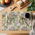 thumbnail image 2 of Sage Green Botanical Placemats Set of 6, Spring Floral Summer Botanical Vintage Placemats for Dining Table, Place Mats for Kitchen Tabletop, Waterproof Wipeable Dining Table Mats Set, 2 of 9