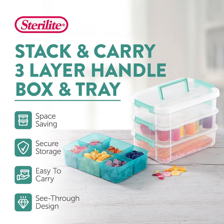 Sterilite, Storage Organizer, 3-Tiered Stack Carry Box, 6 Pack