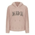 thumbnail image 5 of CFLVAEK Fuzzy Fleece Hoodies for Women Plus Size Mama Letter Graphic Hoodie Oversized Long Sleeve Hooded Pullovers Fall Winter Thermal Sweatshirts Pink XXXL, 5 of 5