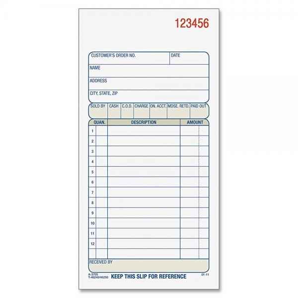 Adams Sales Order Book, 2-Part, Carbonless, White/Canary, 3-11/32 x 7-3 ...