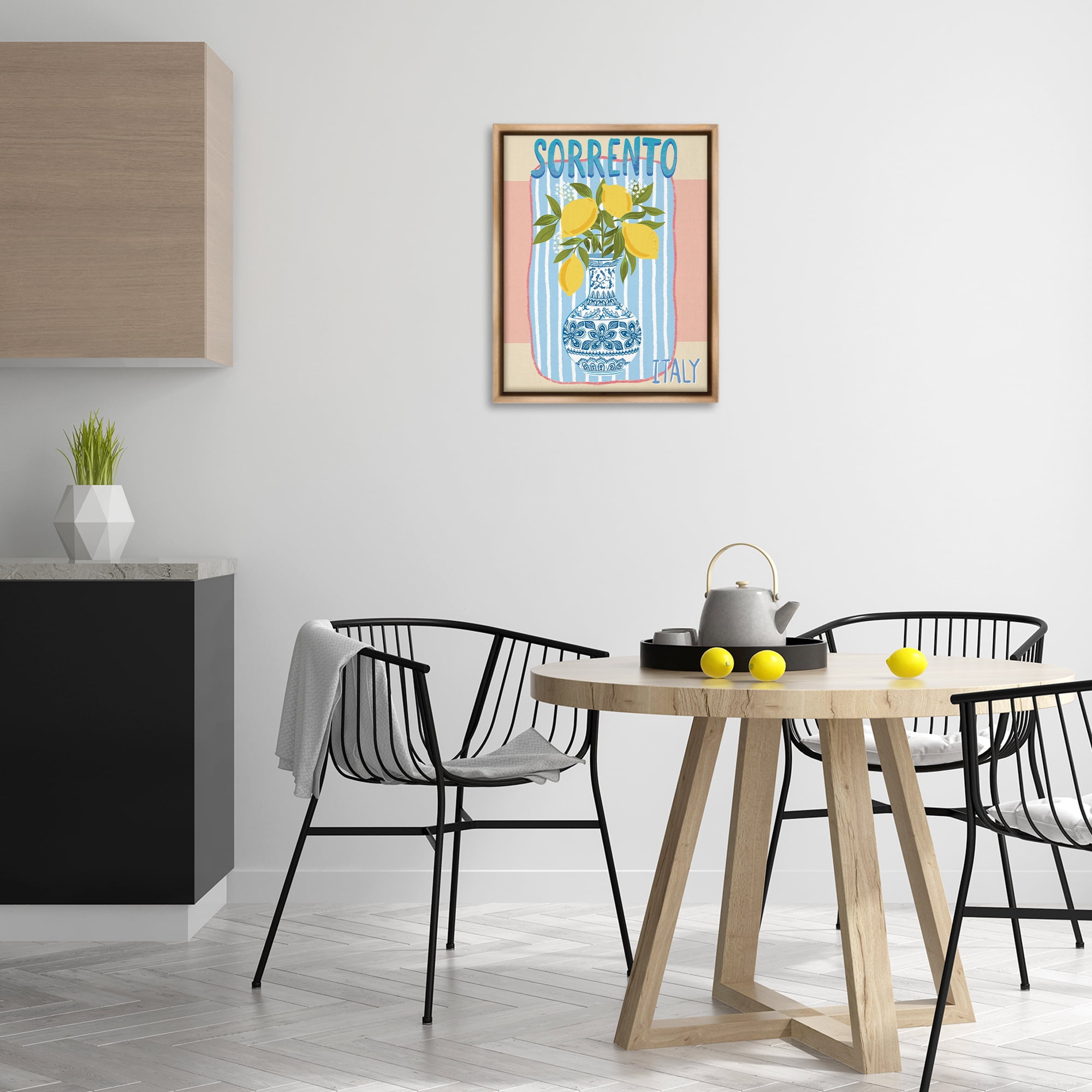 Stupell Industries Italian Summer Lemons Food & Beverage Painting Brown Floater Framed Canvas Art Print Wall Art, 17 x 21