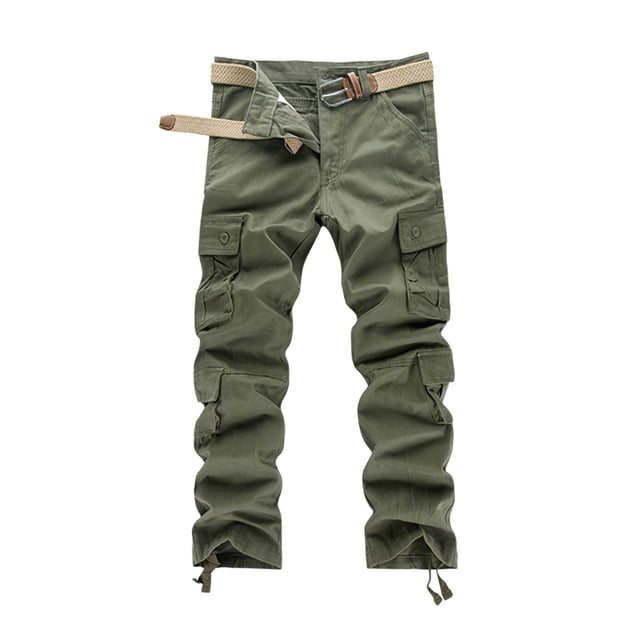 WEAIXIMIUNG Mens Cargo Work Pants Men's Pocket Overalls Long Pants Thick Pants Loose Wear Solid Color Pants