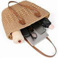 thumbnail image 3 of LULU Straw Shoulder Tote Bag for Women Women's Straw Shoulder Bag Large Rattan Woven Totes Summer Travel Beach Handbag Handmade Top Handle Purse.(Beige), 3 of 10