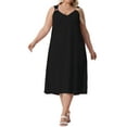 thumbnail image 2 of DARING DIVA Plus Size Summer V Neck Sleeveless Beach Dress 1X Black, 2 of 6