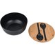 thumbnail image 3 of Ensaladera de fibra de bambú con juego de servidores - Tazones grandes para mezclar de 9,8 pulgadas Ensaladera de bambú macizo Ensaladera de madera con tapa de bambú Cuchara para frutas, ensaladas y, 3 of 8