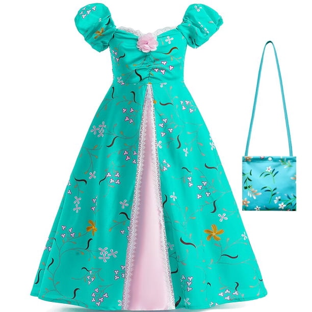 Enchanted 2 Disfraz de Cosplay Giselle Dress Trajes para niñas pequeñas Halloween Carnival Party Ropa Juego de rol Blue Princess Dresses4T (Etiqueta 120) Gao Jinjia LED