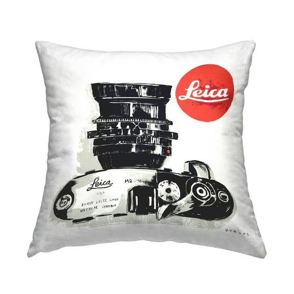 Stupell Industries Vintage Camera Lens Ad Square Decorative Printed Throw Pillow, 18 x 18