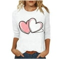 thumbnail image 2 of RKSTN Women's Valentines T Shirts Oversized Crewneck Valentine's Day Graphic Printed 3/4 Length Sleeve Shirt Tops Womens Casual Round Neck Loose Comfy Loves Heart Print Three Quarter Sleeve Shirts, 2 of 6