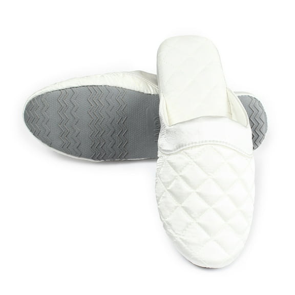 LMOY Elegant Women's Slippers Indoor Handmade House Slippers With Quilting Line Anti-Slip Home Fashion White 9-10
