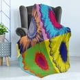 thumbnail image 4 of Modern Art Soft Flannel Fleece Throw Blanket, Pop Art Inspired Colorful Gerber Daisy Flower Hard-Edged Western Design Image, Cozy Plush for Indoor and Outdoor Use, 60" x 80", Multicolor, by Ambesonne, 4 of 5