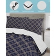 thumbnail image 4 of Navy Blue Geometric Twin Size Down Alternative Comforter, Lightweight Comforter Quilt Bedding Set with Pillow Shams Brown Modern Abstract Art Aesthetics All Seasons Bed Comforter Duvet Insert 68"x86", 4 of 7
