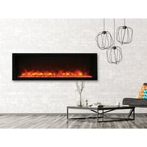 Smart 50″ Extra Slim Indoor or Outdoor Electric Built-In only Electric Fireplace with black steel surround