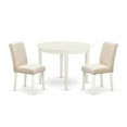 thumbnail image 2 of East West Furniture Boston 3-piece Wood Dining Set in Linen White/Light Beige, 2 of 6