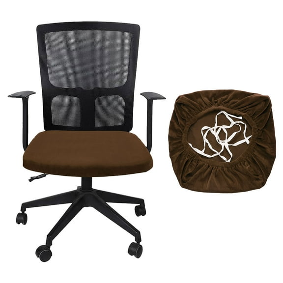 Office Chair Cover, Soft Computer Chair Seat Slipcover, L(45-48cm), Dark Brown