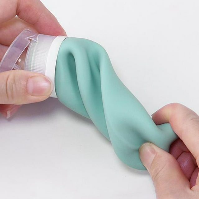 Ensemble de Bouteilles Distributrices Plates en Silicone pour Voyage, pour Usage Extérieur et à la Maison, Étanches, pour le Rangement de Lotion et de Shampoing, Contenants de Voyage