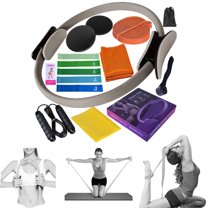 Meottam 12 in 1 Yoga Set with Back Cracker Roller & Deep Tissue Massage Yoga Blocks, Ring & Accessories for Stretching & Relief (Gray)