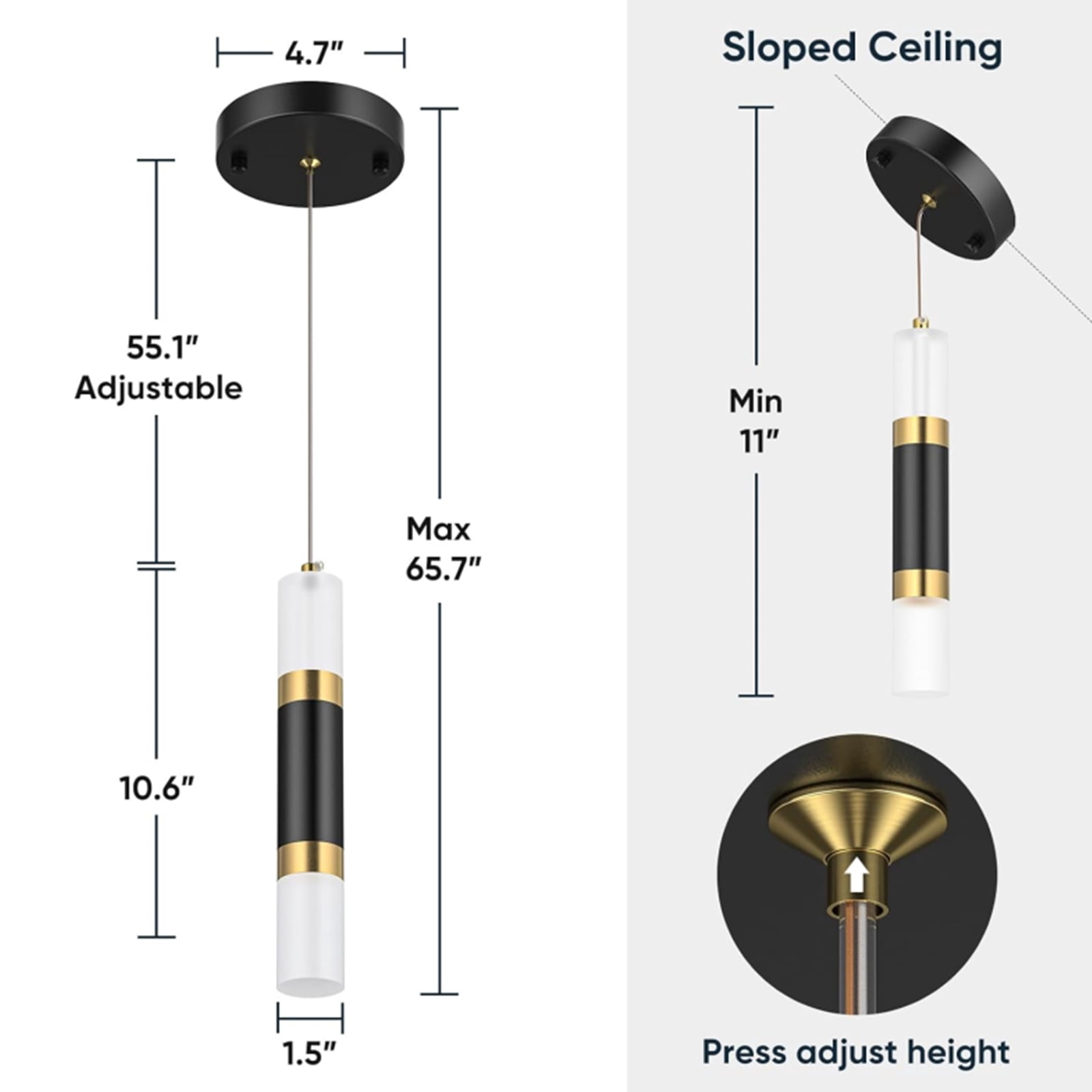 Glitnous Pendant Lighting 3 Light Ceiling Lights Hanging Lamp Black Gold LED Pendant Lights Fixtures Over The Sink Light for Kitchen Island Dining Room Bedroom Hanging LED Lights