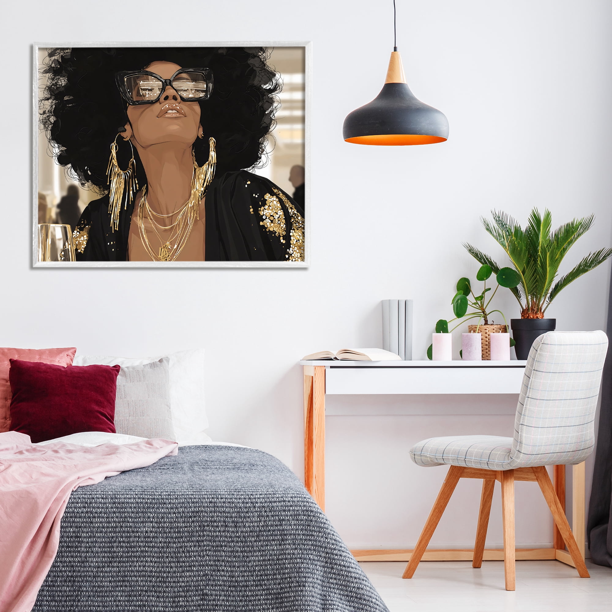 Stupell Industries Full Of Confidence Beautiful Woman White Framed Giclee Art, design by Franklyn Gregory