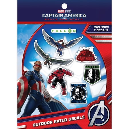 Captain America: Brave New World Decals - Set of 7 Green Falcon Red Hulk Stickers for Truck Water Bottle Bike Helmet Laptop Skateboard - Outdoor Rated Water Resistant Vinyl Decals