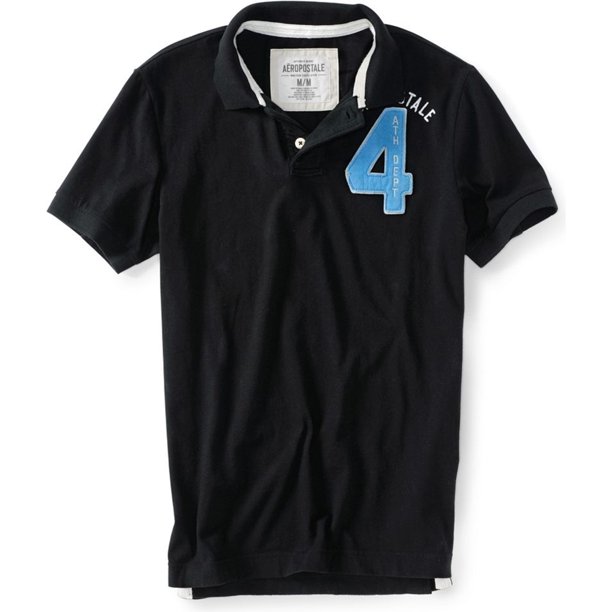 Polo de Rugby Aeropostale Ath Dept 4 hombre negro mediano