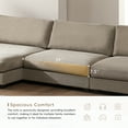 thumbnail image 5 of [NEW] 134" Oversized Corduroy L-Shaped Sectional Sofa Couch - Cloud Couch with USB Ports, Cup Holder, Deep Seats, 50" Chaise - Comfy Living Room Furniture (Khaki), 5 of 23