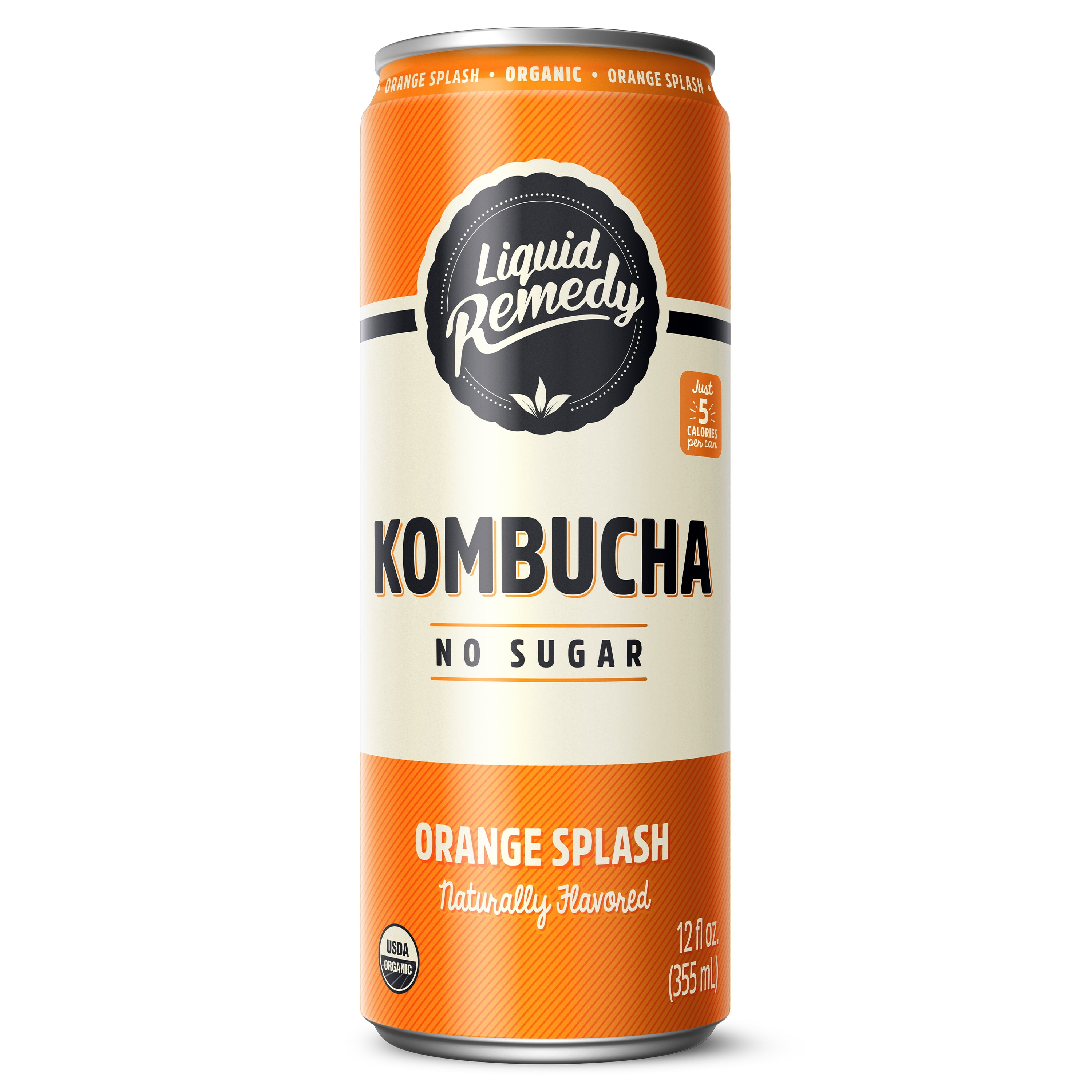 Liquid Remedy Kombucha Orange Splash Low Calorie Sugar Free, 12 Pk, 12 oz Cans