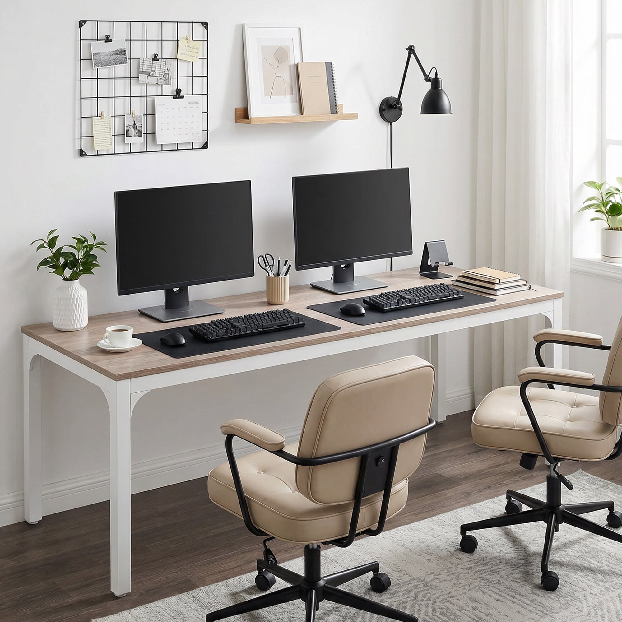 MAYEERTY 78.7" Extra Long Industrial Double Workstation Desk, 2-Person Home Office Desk with Heavy-Duty Metal Frame, 200lbs Capacity MDF Tabletop