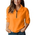 thumbnail image 2 of ManxiVoo Women's Stand Collar Half Zip Sleeveless Pullover Sweatshirt for Casual Daily Wear and Layering M Size Orange, 2 of 8