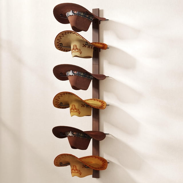 Perchero de Pared para Sombreros Cowboy TIPSYTREE de Madera y Metal con 6 Ganchos