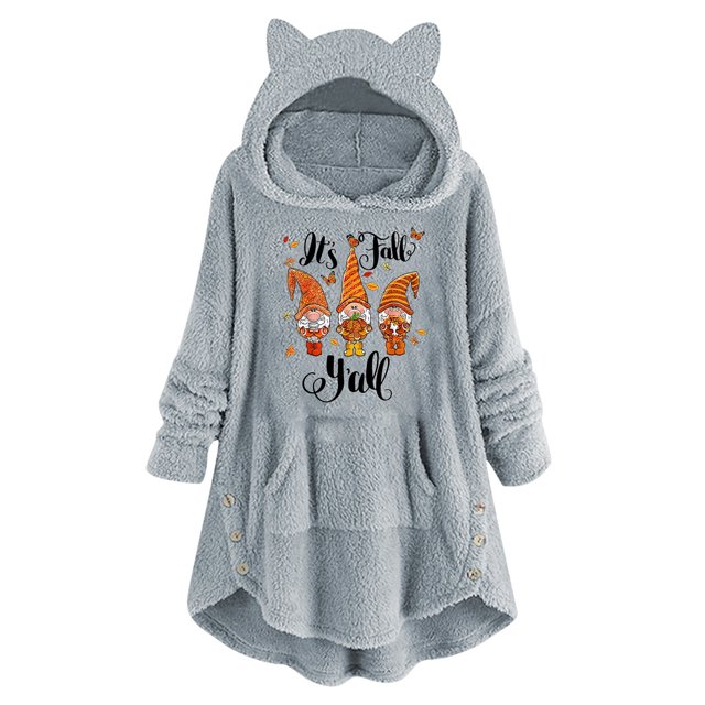 Abrigo de Piel Sintética Para Mujer, Estampado Informal, Botones de Felpa, Manga Larga, Top de Felpa Con Capucha Odeerbi ODB185728