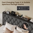 thumbnail image 4 of Bolvdo Bed Frame with Linen Upholstered Headboard, Lockable Storage, Queen Size, Gray, 4 of 8