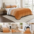 thumbnail image 6 of Twin Quilt Set 68''x86'', Orange White Ombre Lightweight Summer Bedspread Coverlet Set with 2 Pillow Shams, Farmhouse Retro Simple Striped Art Breathable All Season Quilt Bedding for Dorm/Bedroom, 6 of 9