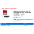 thumbnail image 2 of Automatic Transmission Filter Kit - Compatible with 2018 - 2019 NX300 2.0L 4-Cylinder, 2 of 2