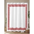 thumbnail image 4 of Red Geometric Shower Curtain, Greek Pattern Chinese Waterproof Shower Curtain Set with 12 Hooks Lightweight Washable Fabric Shower Curtains for Bathroom 60x72 Inches, 4 of 6
