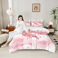 thumbnail image 4 of Manfei Pink Flamingo 3 Pieces Queen Comforter Set,Cartoon Animal Ultra Soft Bedding Sets,Watercolor Splash Bedding Comforter Set,Microfiber Girls Bedroom Decor,Reversible, 4 of 8
