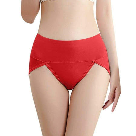 

GWAABD Undies for Women High Waist Women Pure Cotton Large Size Abdominal Solid Color 3D Embossed Mid Waist Panties