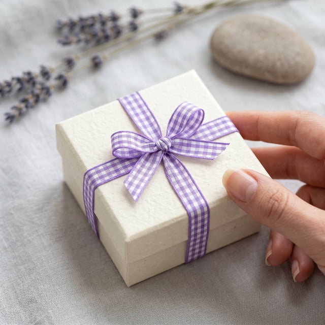 Plaid Pattern Wrap Paper with Satin Ribbon for Elegant Holiday and Birthday Packaging