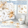 thumbnail image 5 of Dznils Brown Floral Shower Curtain Sets with Rugs, 16pc Watercolor Bathroom Curtains Set, 72" x 72", 5 of 9