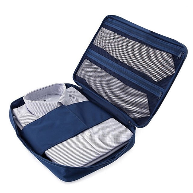 GOOHOCHY Bolsa organizadora de viaje multifuncional, impermeable, de moda, color azul marino, portátil, para camisas, corbatas, ropa
