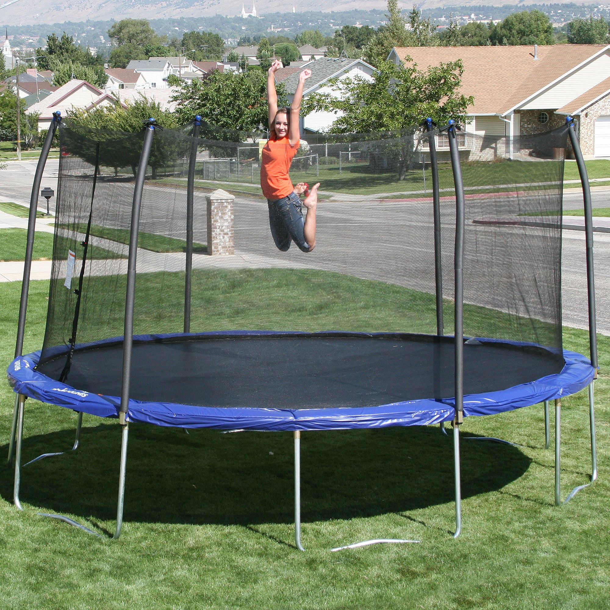 Skywalker Trampolines Oval 16 Trampoline With Enclosure Blue 
