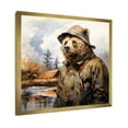 thumbnail image 2 of Designart "Detective Bear in the Countryside II" Animals Framed Wall Art Decor - Modern Green Bear Bedroom Framed Canvas Wall Art, 2 of 6