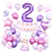 SKYSONIC Sweet 16 Party Decorations, Lavender Birthday Decor for Girls Number Foil Balloons Cake Topper Butterfly Stickers for 16th Birthday Party