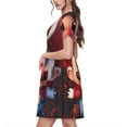 thumbnail image 4 of Lsque Mario Print Women's Casual Dress T-Shirt Summer Short Sleeve Scoop Neck Swing Dresses, 4 of 7