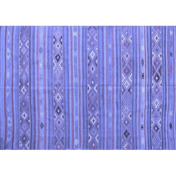 Ahgly Company Machine Washable Indoor Rectangle Southwestern Blue Country Area Rugs, 6' x 9'